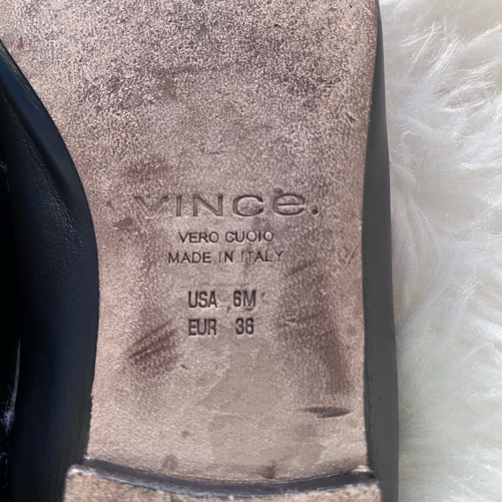 Vince Shoes V-Cut Black Leather Slip-On Mules Size: 6 - Picture 10 of 12
